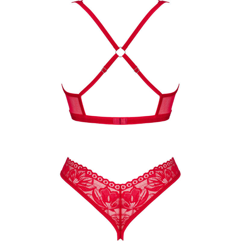 OBSESSIVE - SET LACELOVE DUE PEZZI CUPLESS ROSSO XS/S 5 