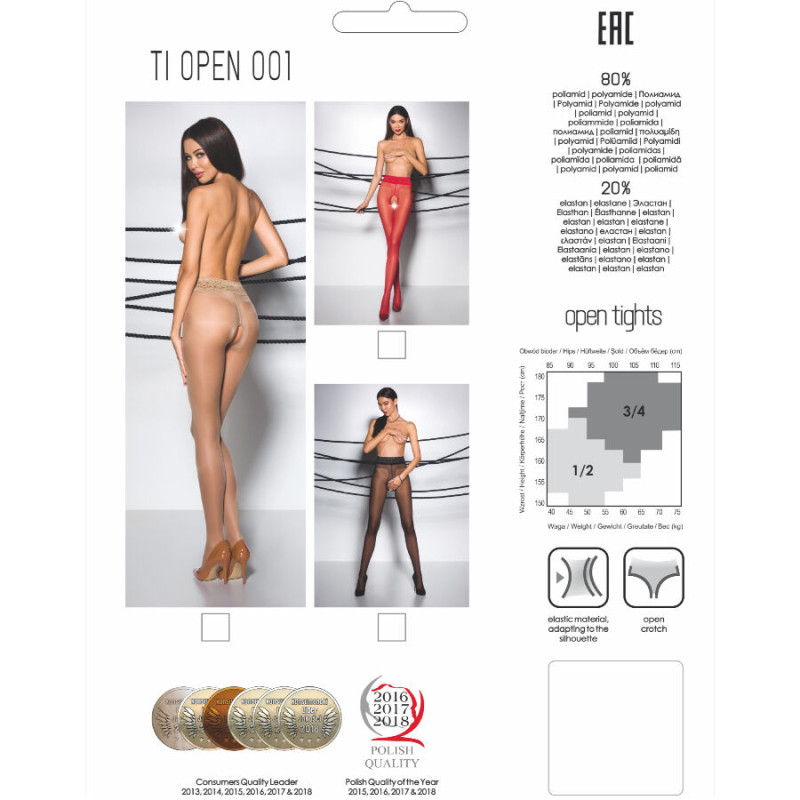 PASSION - TIOPEN 001 ROTE STRUMPFHOSE 3/4 20 DEN 2 