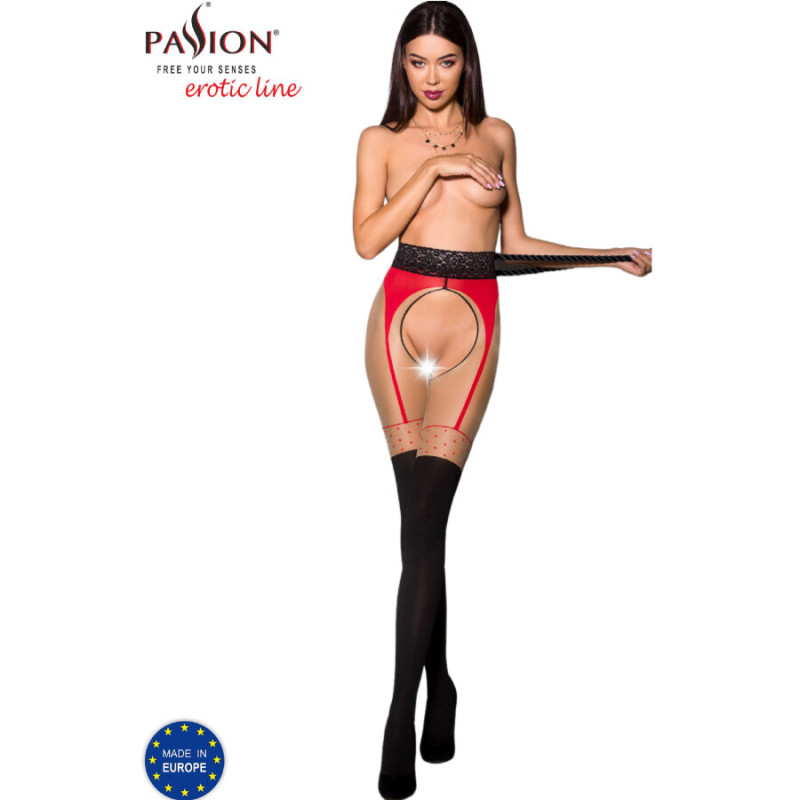 PASSION - TIOPEN 003 ROTE STRUMPFHOSE 1/2 20/40 DEN 1 