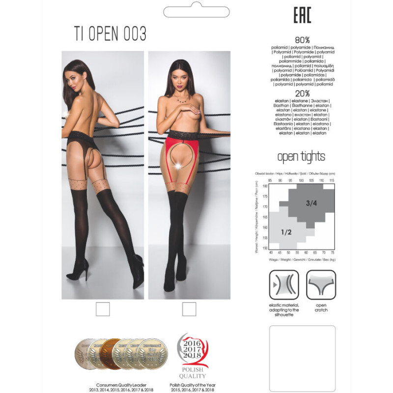 PASSION - TIOPEN 003 ROTE STRUMPFHOSE 1/2 20/40 DEN 2 