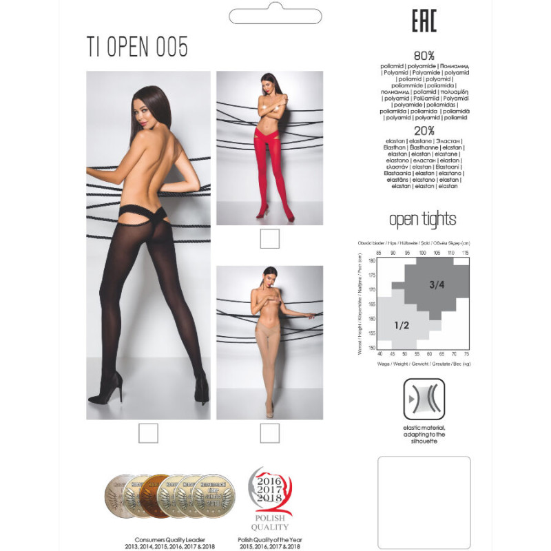 PASSION - TIOPEN 005 ROTE STRUMPFHOSE 3/4 60 DEN 2 