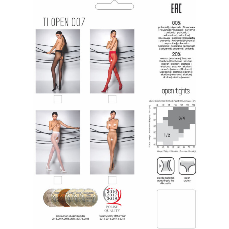 PASSION - TIOPEN 007 ROTE STRUMPFHOSE 1/2 20 DEN 2 