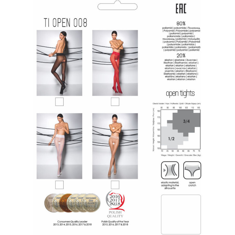 PASSION - TIOPEN 008 RED TIGHTS 3/4 30 DEN 2 