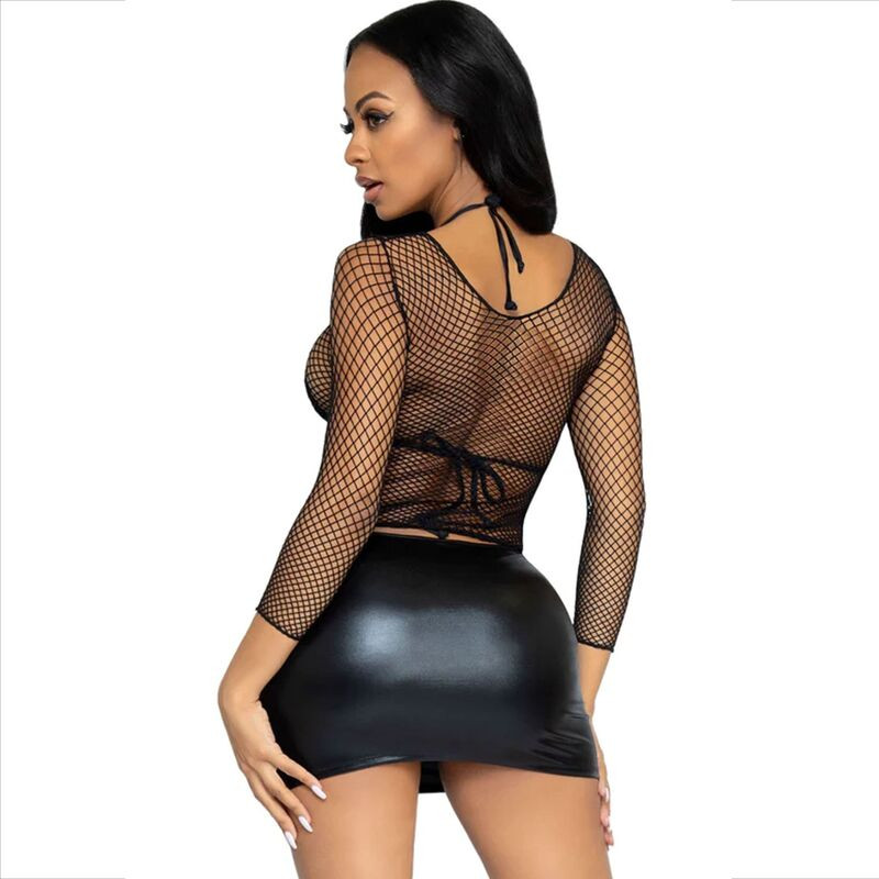 LEG AVENUE - FISHNET LONG SLEEVE T-SHIRT BLACK 2 