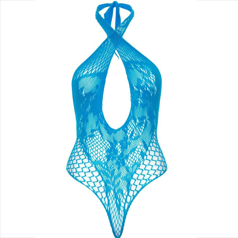 LEG AVENUE - TEDDY HALTER WITH LACE BLUE 6 