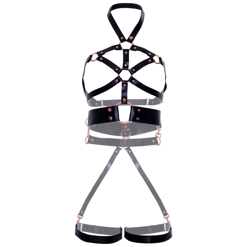 LEG AVENUE - VEGAN LEATHER GRIP BODY HARNESS BLACK L 5 