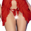 CHILIROSE - CR 4696 BABYDOLL & THONG CROTCHLESS RED S/M 1 