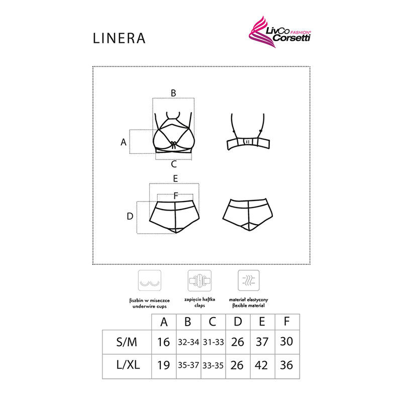 LIVCO CORSETTI FASHION - LINERA FOR THE SENSES COLLECTION BRA + PANTY BLACK L/XL 4 