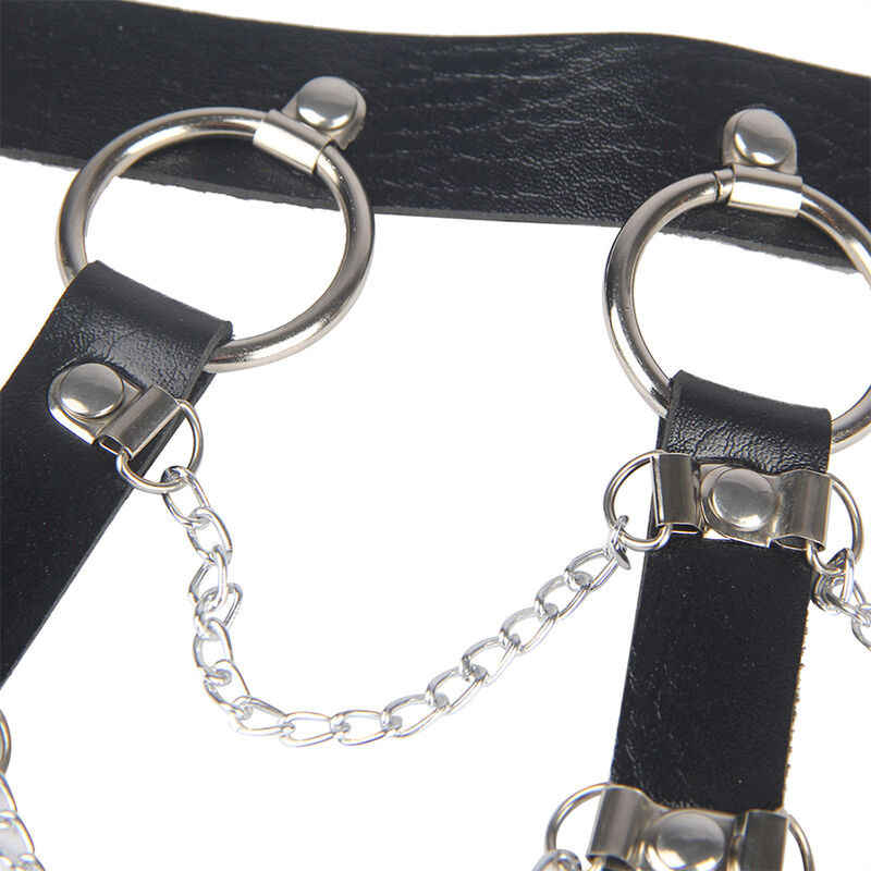 SUBBLIME - CHEST HARNESS LEATHER CHAINS BLACK ONE SIZE 4 