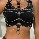 SUBBLIME - CHEST HARNESS LEATHER CHAINS BLACK ONE SIZE 8 