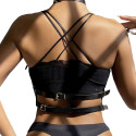 SUBBLIME - LEATHER RING CHEST HARNESS BLACK ONE SIZE 2 