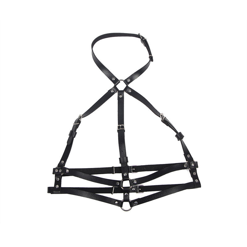 SUBBLIME - LEATHER RING CHEST HARNESS BLACK ONE SIZE 3 