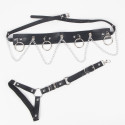 SUBBLIME - BELT AND GARTER HARNESS WITH RINGS AND CHAINDETAIL ONE SIZE 3 