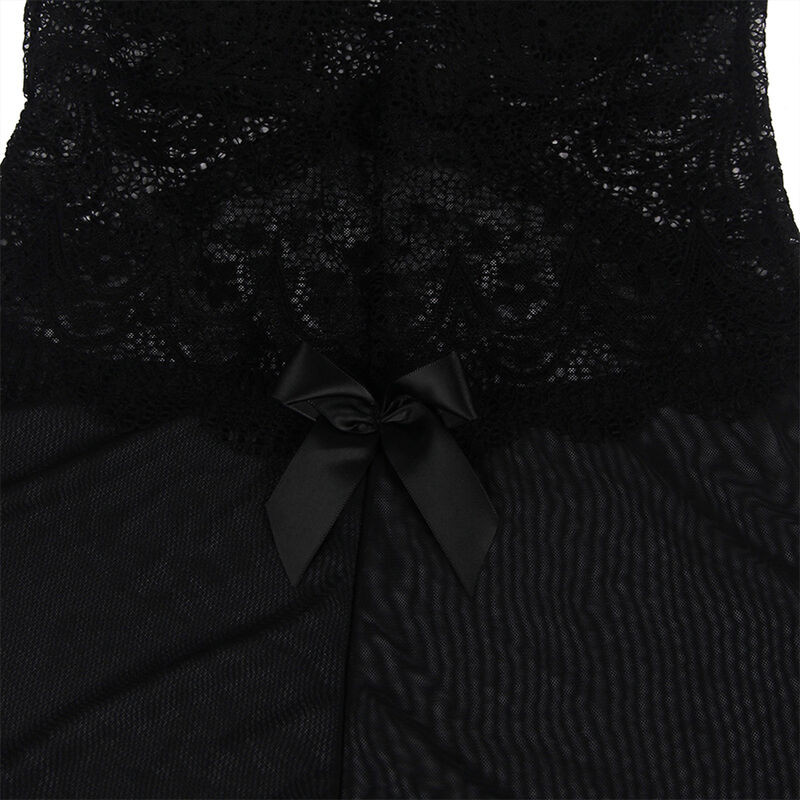 SUBBLIME - BABYDOLL TULLE FABRIC WITH LACE AND FLOWER DETAIL BLACK S/M 4 