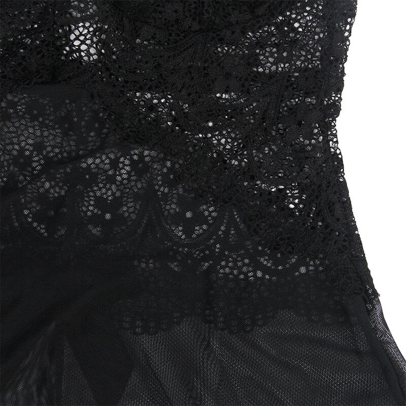 SUBBLIME - BABYDOLL TULLE FABRIC WITH LACE AND FLOWER DETAIL BLACK S/M 7 