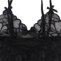 SUBBLIME - BABYDOLL WITH ADJUSTABLE STRAPS AND TRANSPARENT LACE FLORAL PRINT BLACK S/M 7 