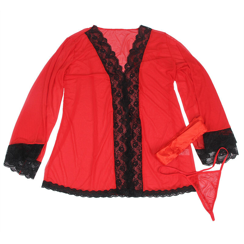 SUBBLIME - VESTAGLIA IN TESSUTO TRASPARENTE CON DETTAGLI IN PIZZO ROSSO L/XL 4 