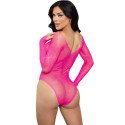 LEG AVENUE - CRYSTALIZED LONG SLEEVE BODYSUIT FUCHSIA 1 