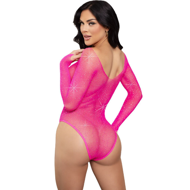 LEG AVENUE - LANGÄRMELIGER BODYSUIT MIT KRISTALLMUSTER IN PINK 1 