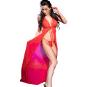 CHILIROSE - CR 3275 BABYDOLL LONG & THONG RED S/M 2 