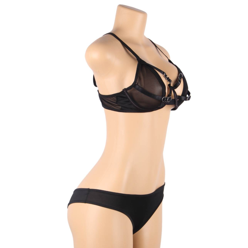 SUBBLIME - SET DUE PEZZI DI REGGISENO TRASPARENTE E STRISCE S/M 6 