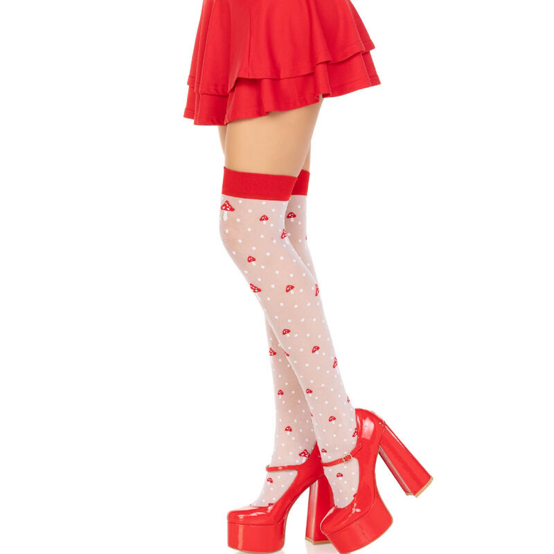 LEG AVENUE - MUSHROOM HIGH SOCKS RED/WHITE 2 