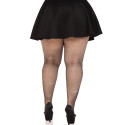 LEG AVENUE - CRYSTALIZED MESH STOCKINGS BLACK PLUS SIZE 1 