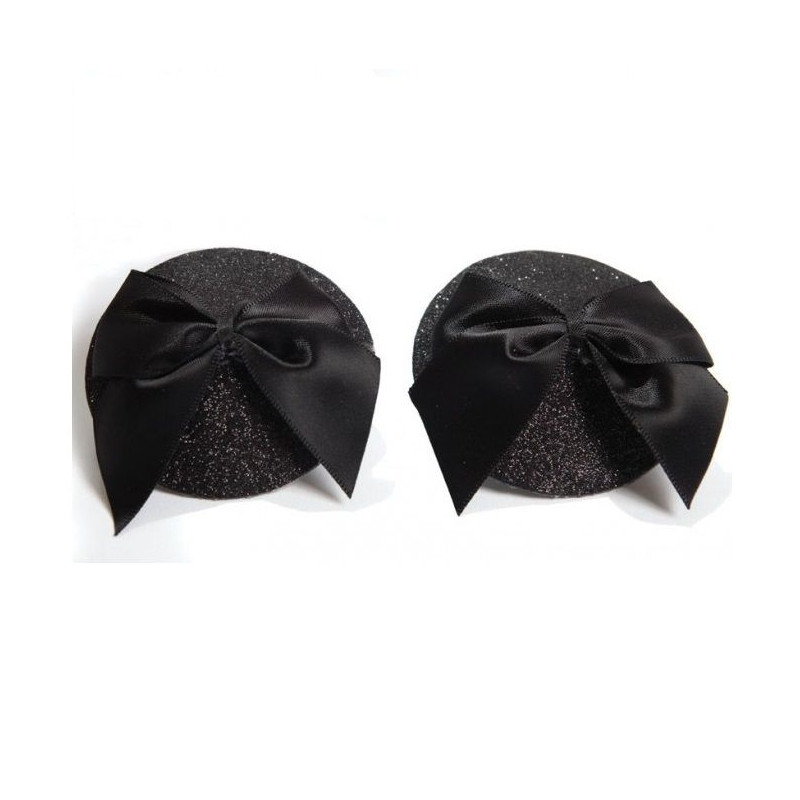 BIJOUX - BURLESQUE SHINY NIPPLE COVERS WITH BOW 2 