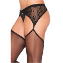 LEG AVENUE - STRUMPFHOSE MIT STICKEREI, SCHWARZES GARTER 1 