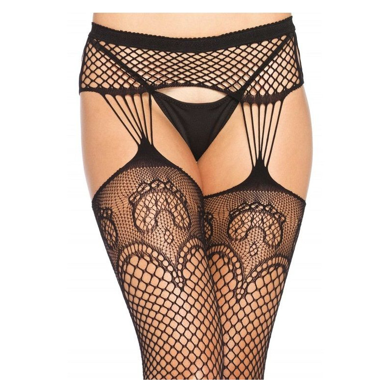 LEG AVENUE - NET STOCKINGS WITH GARTER LINES 1 