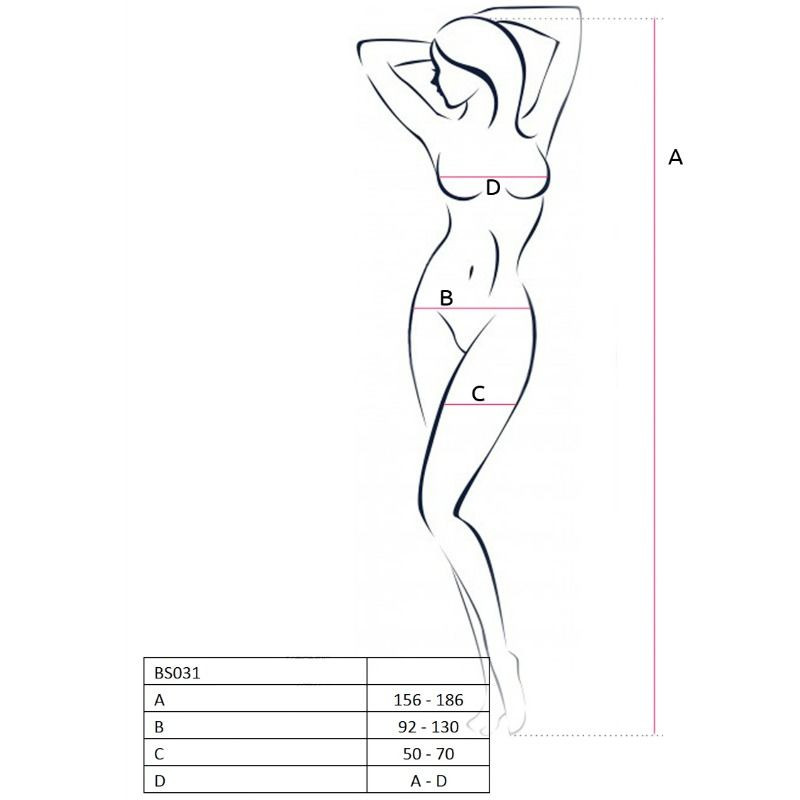 PASSION - WOMAN BS031 WEISSER BODYSTOCKING, EINE GRÖSSE 1 