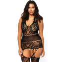 LEG AVENUE - BODYSTOCKING MIT BLUMENDESIGN, GROSSE GRÖSSE 2 