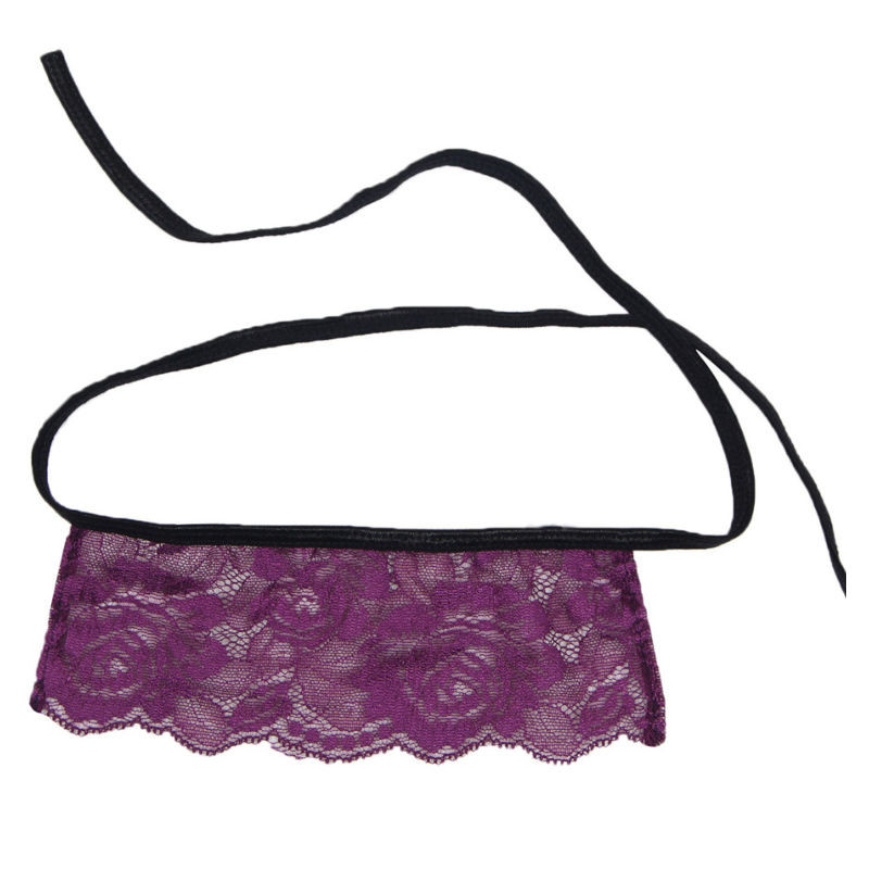 SUBBLIME - CORSET PERIZOMA E BLINDFOLD NERO E VIOLA S / M 3 