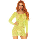 LEG AVENUE - CROCHET LACE LANGRMELIGES MINIKLEID NEON EINE GRÖSSE 1 