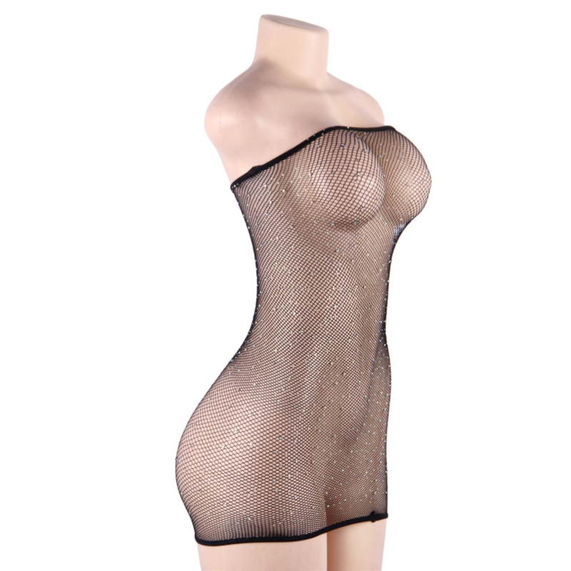 QUEEN LINGERIE - NET BODY DRESS WITH DIAMONDS S/L 3 