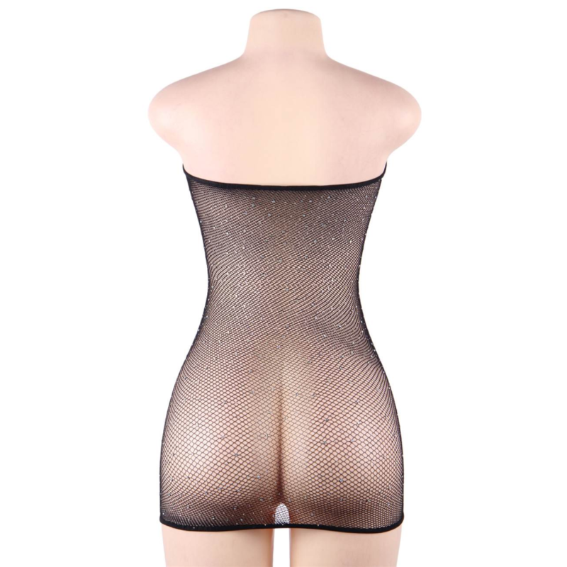 QUEEN LINGERIE - NETZKÖRPERKLEID MIT DIAMANTEN S/L 5 