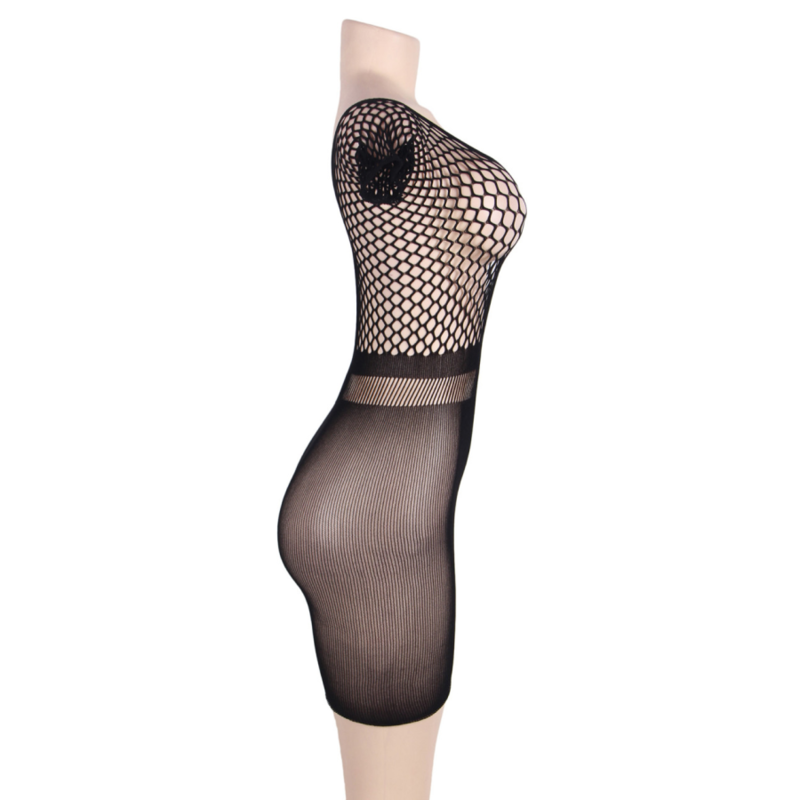 QUEEN LINGERIE - SHORT SLEEVE NET BODY DRESS S/L 4 