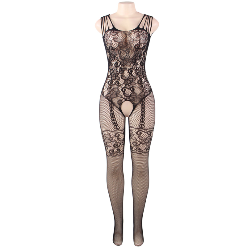 QUEEN LINGERIE - BODYSTOCKING WITH FLOWER OPENING S/L 4 