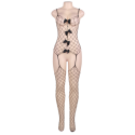 QUEEN LINGERIE - NET BODYSTOCKING WITH TIES S/L 3 