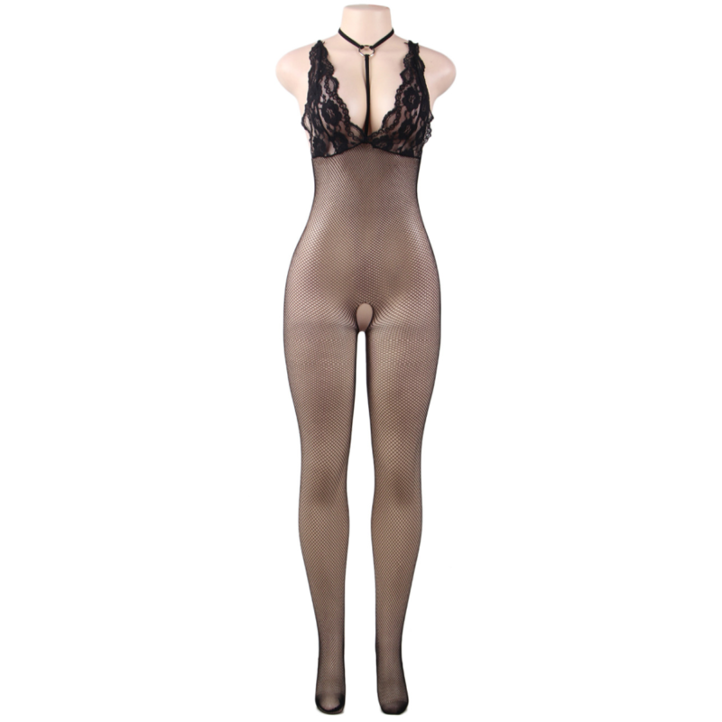 QUEEN LINGERIE - NET BODYSTOCKING WITH S/L OPENING 4 