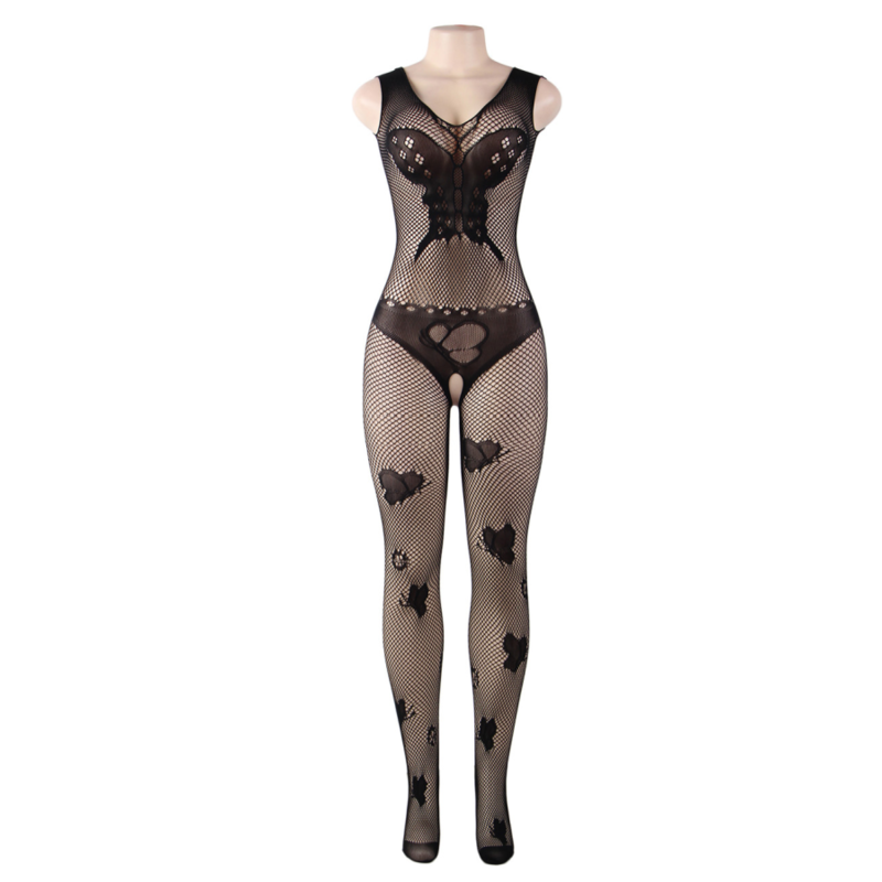 QUEEN LINGERIE - BODYSTOCKING BRODÉ PAPILLON S/L 4 