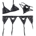 SUBBLIME - SET THREE PIECES SET BRA + GARTER BELT + THONG S/M 7 