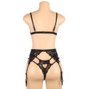 SUBBLIME - SET THREE PIECES SET BRA + GARTER BELT + THONG S/M 10 