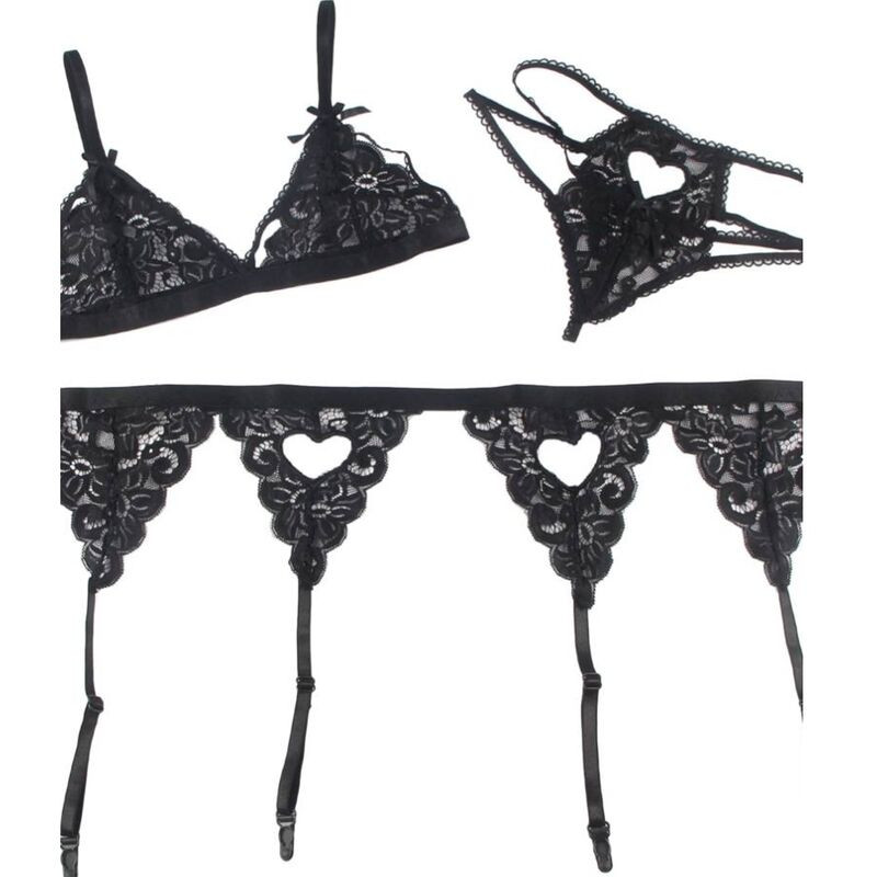 SUBBLIME - SET ENSEMBLE TROIS PIÈCES SOUTIEN-GORGE + PORTE-JARRETELLE + STRING L/XL 7 