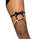 LEG AVENUE - HIGH VEGAN LEATHER GARTER GARTER ONE SIZE - BLACK 2 