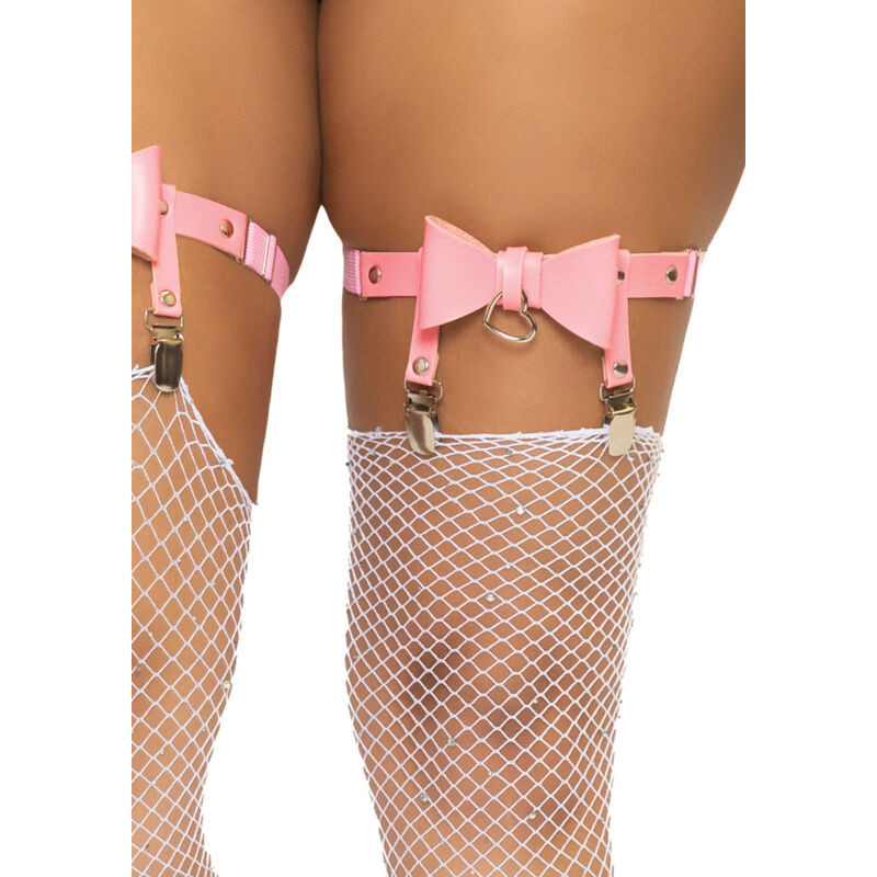 LEG AVENUE - VEGAN LEATHER TIGH HIGH GARTER ONE SIZE - PINK 2 