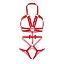 LEG AVENUE - KINK - STUDDED O-RING HARNESS TEDDY SIZE S - RED 2 