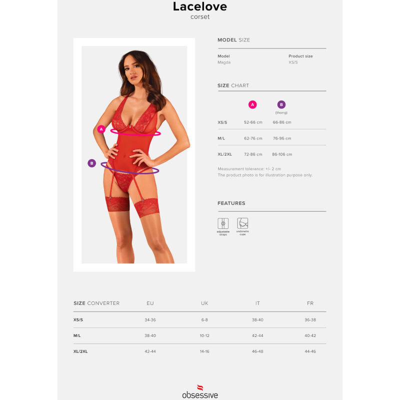 OBSESSIVE - CORSETTO LACELOVE ROSSO XS/S 6 