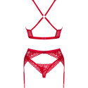 OBSESSIVE - LACELOVE SET THREE PIECES RED XS/S 5 