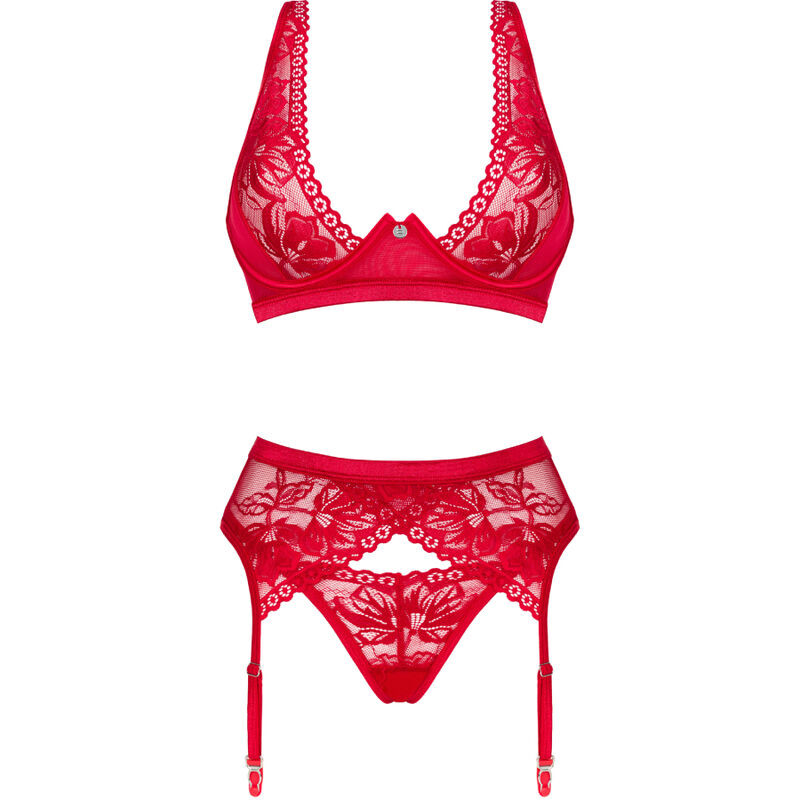 OBSESSIVE - LACELOVE SET THREE PIECES RED M/L 4 